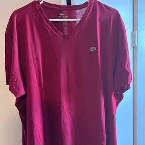 Lacoste size 8 (2xl) used maroon shirt V neck